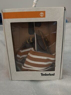 Timberland Kids Brown and White Striped Boot Set